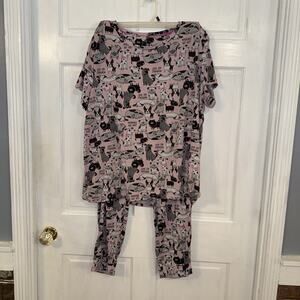 Ladies Pajama Set Mornings are Ruff Pink Size XL